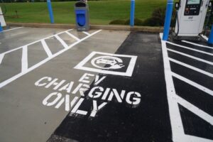 Line Striping For Electric Vehicle Parking at Charging Stations