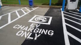 Line Striping For Electric Vehicle Parking at Charging Stations